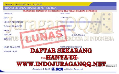 Bukti Transfer Kemenangan Member Setia JuraganQQ