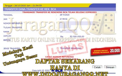 Bukti Transfer Kemenangan Member Setia JuraganQQ