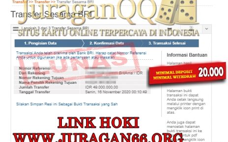 Bukti Transfer Kemenangan Member Setia JuraganQQ