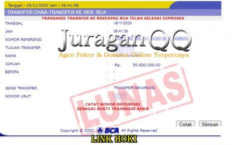 Bukti Transfer Kemenangan Member Setia JuraganQQ