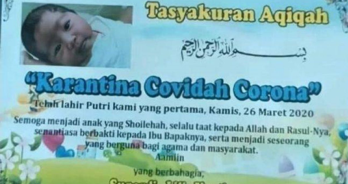 Karantina Covidah Corona, Nama Bayi Baru Lahir Jadi Viral