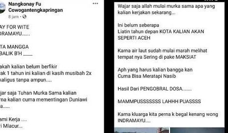 Viral Postingan Facebook Sumpahi Indramayu Tertimpa Bencana Besar