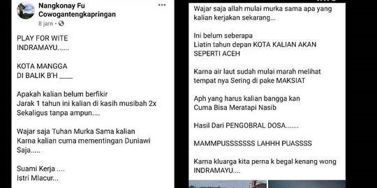 Viral Postingan Facebook Sumpahi Indramayu Tertimpa Bencana Besar