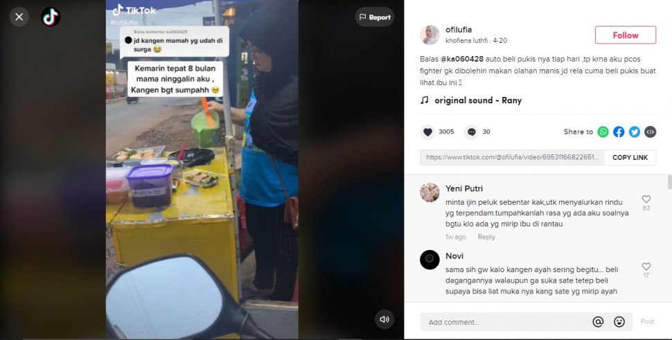 Rela Beli Makanan 'Terlarang' Demi Ketemu Penjual Mirip Ibu, Bikin Haru